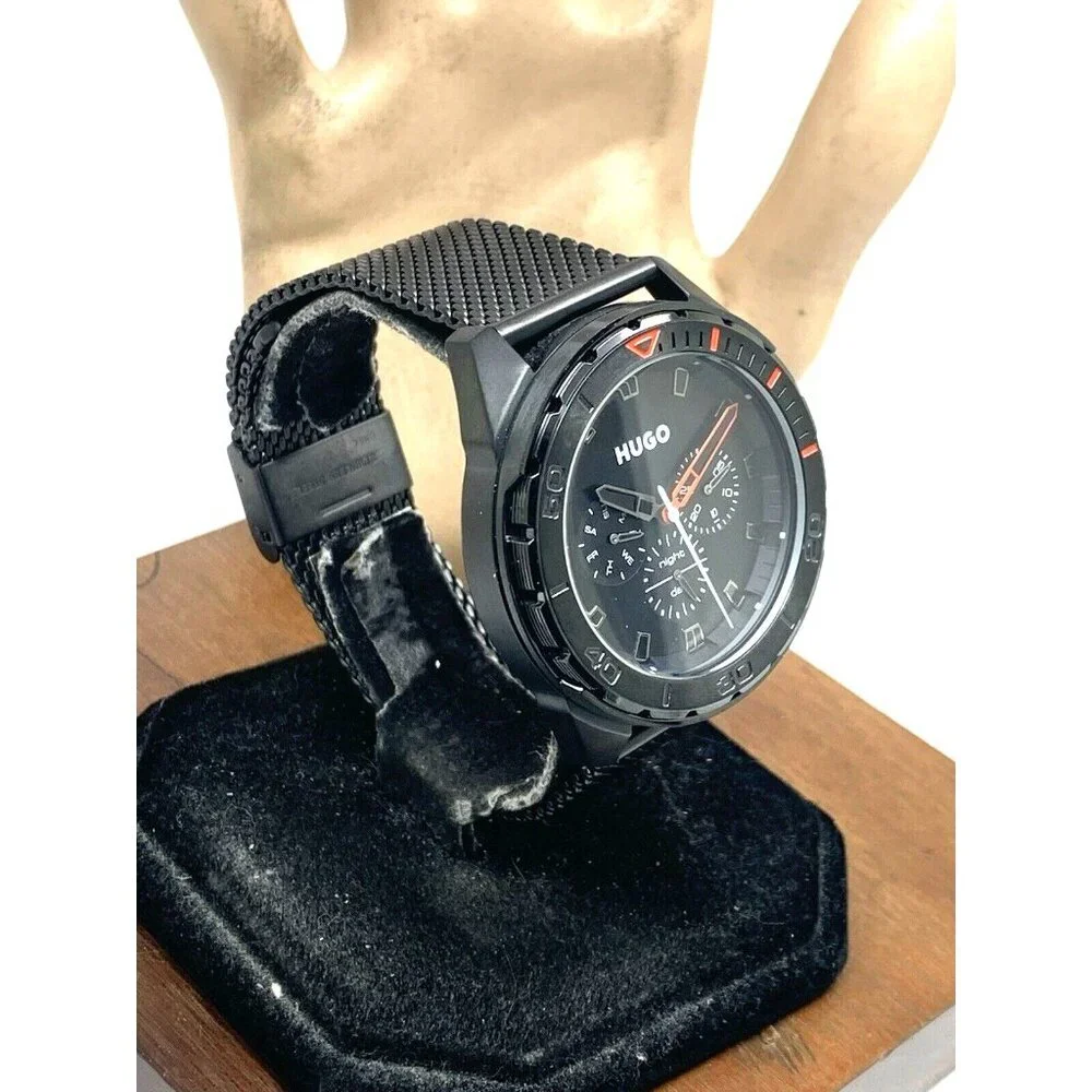 Hugo Boss Men's Watch 1530289 Quartz Black Dial Mesh Stainless Steel 44mm